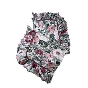 CROSCILL Floral Ruffled Pillow Shams Set of 2 Cottage Rose Cotton Blend